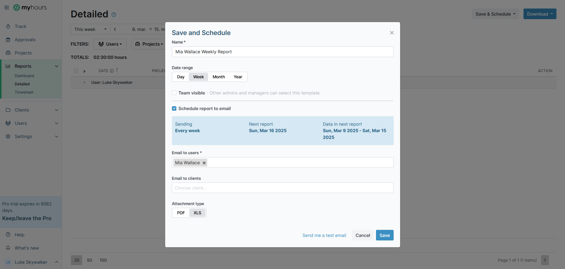 Schedule time tracking reports