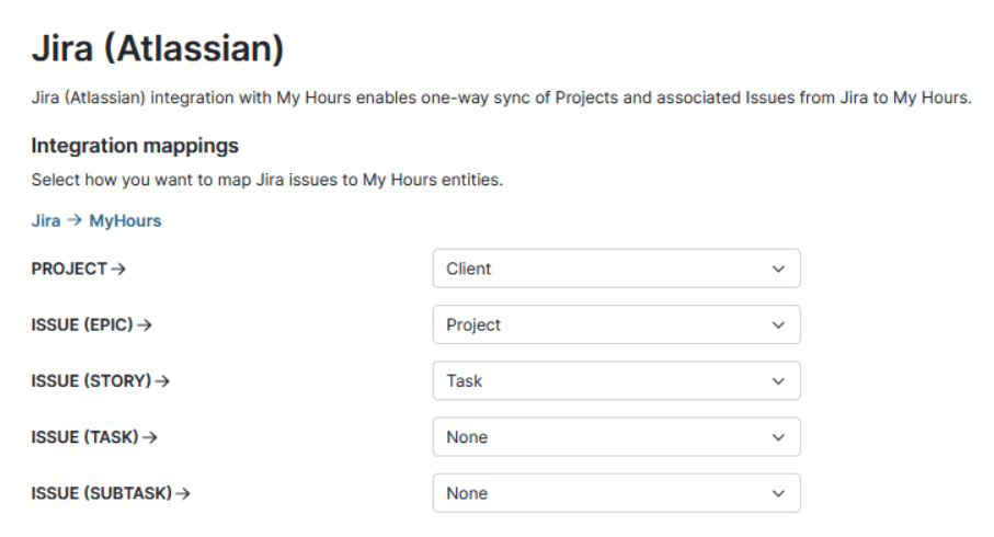 Map items from Jira to My Hours