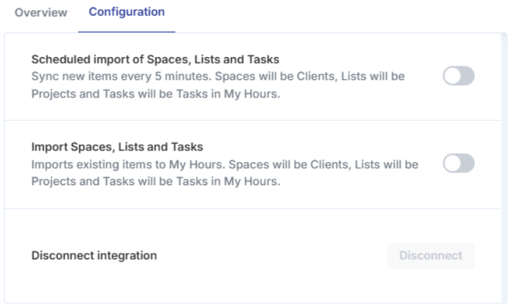 Choose an ongoing sync or a one time sync.