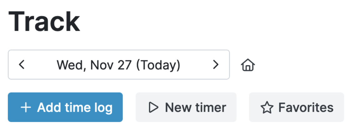Time tracking interface in My Hours