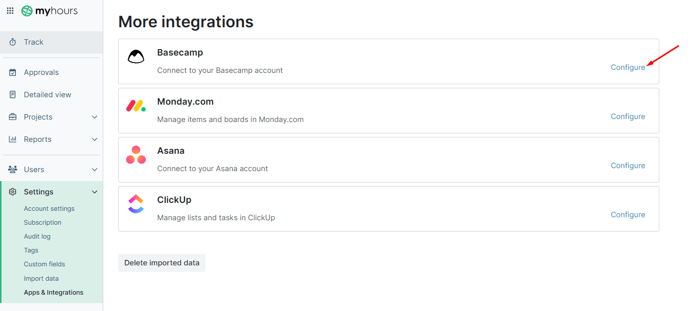 First step to integrate Baseamp to My Hours.