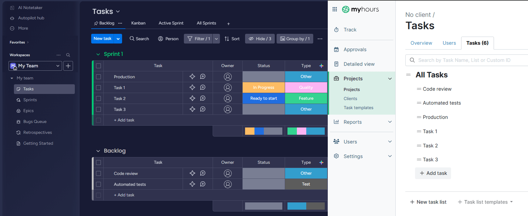 Monday syncing with My Hours