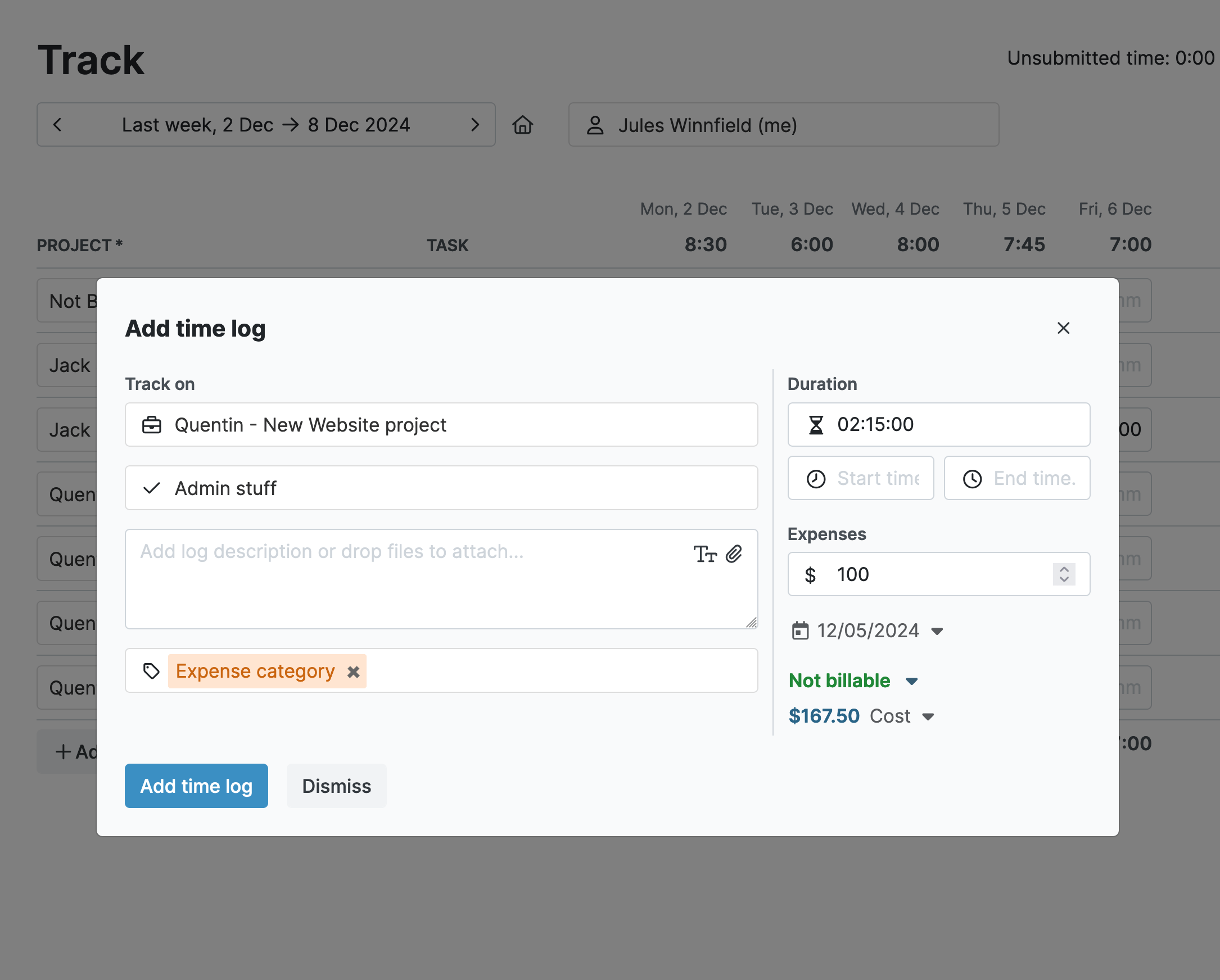 Create a time log for R&D in My Hours