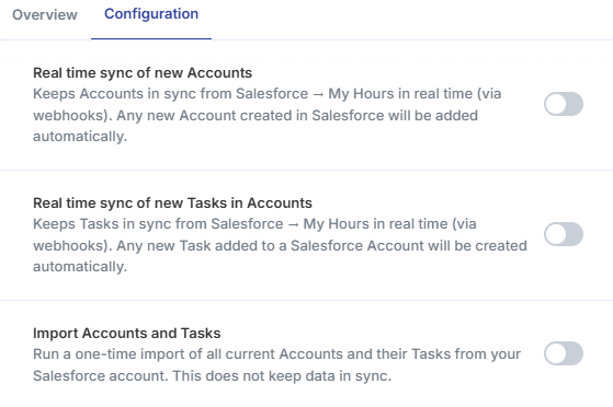 2. step of Salesforce and My Hours integration