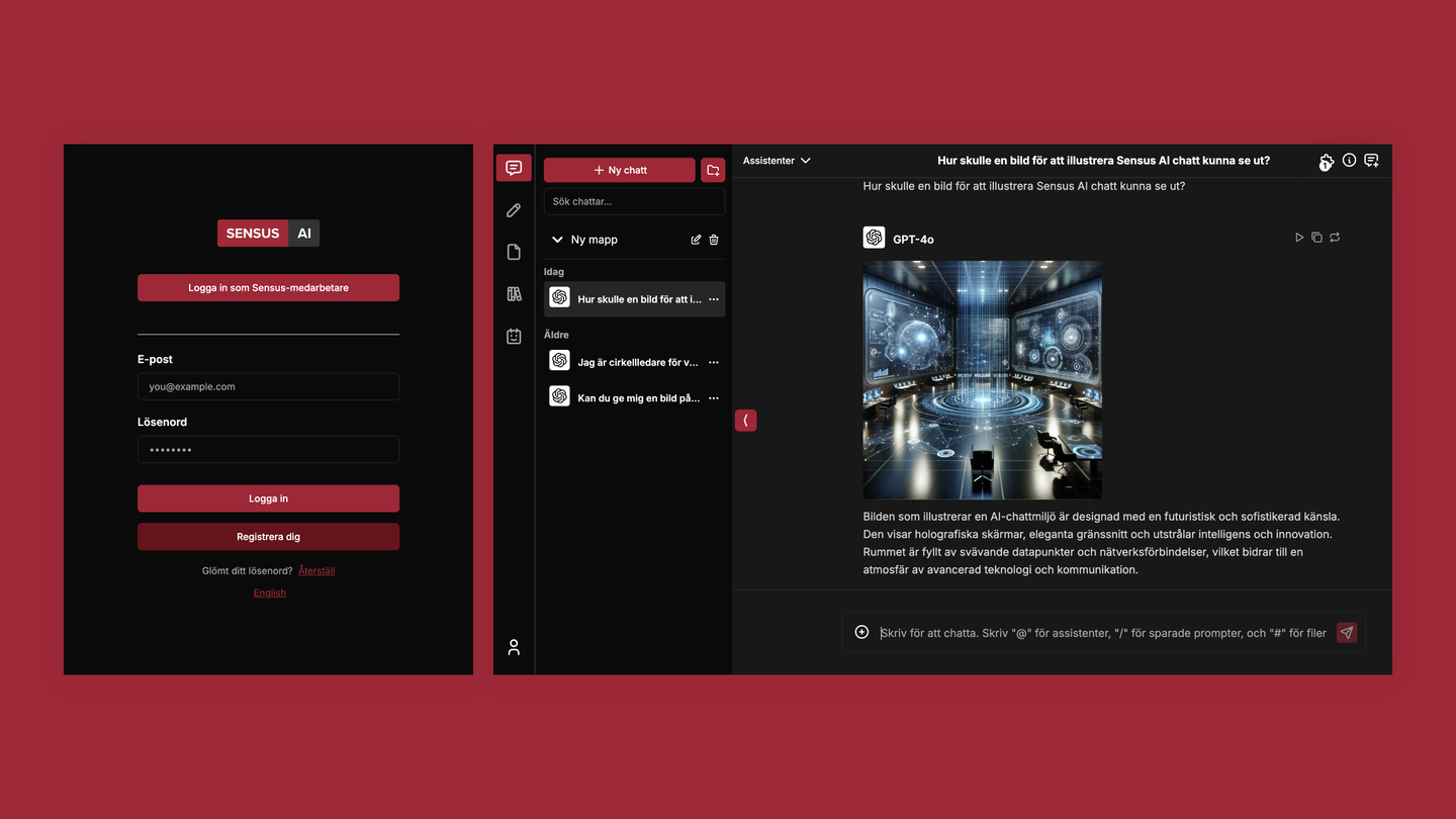 Skisser över Sensus AI-chatt