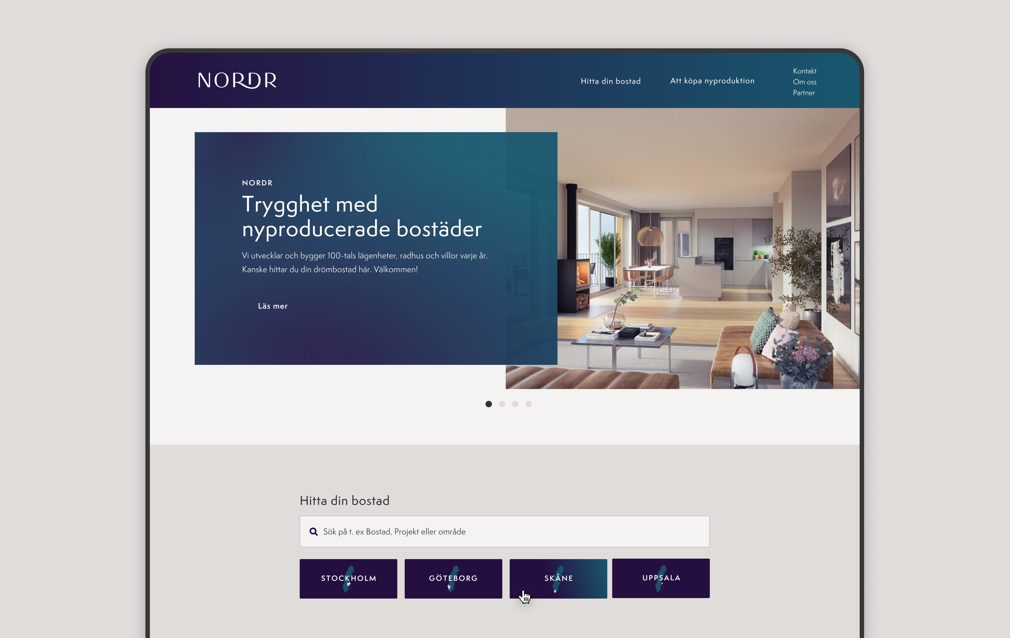 Mockup på Nordrs webbplats