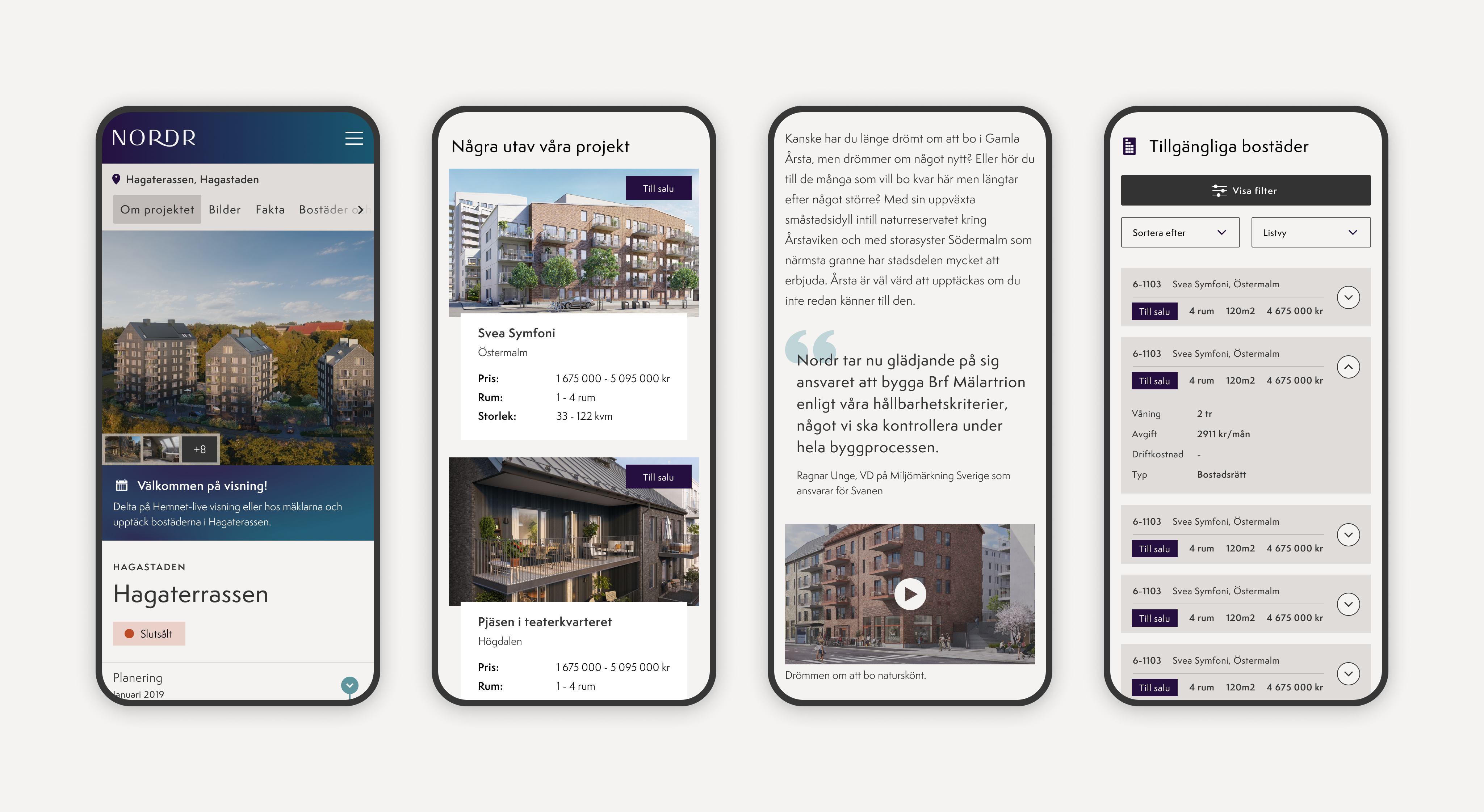 Mockups av Nordrs webbplats