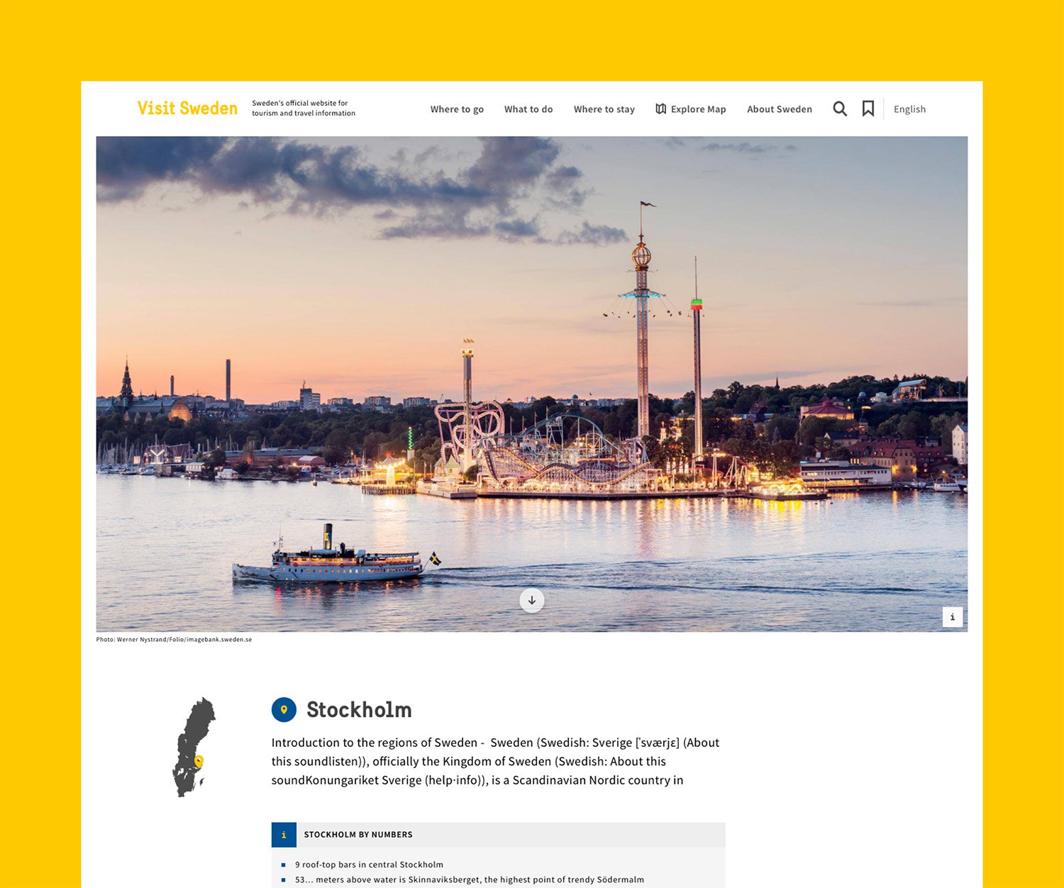 Skiss över Visit Swedens webbplats