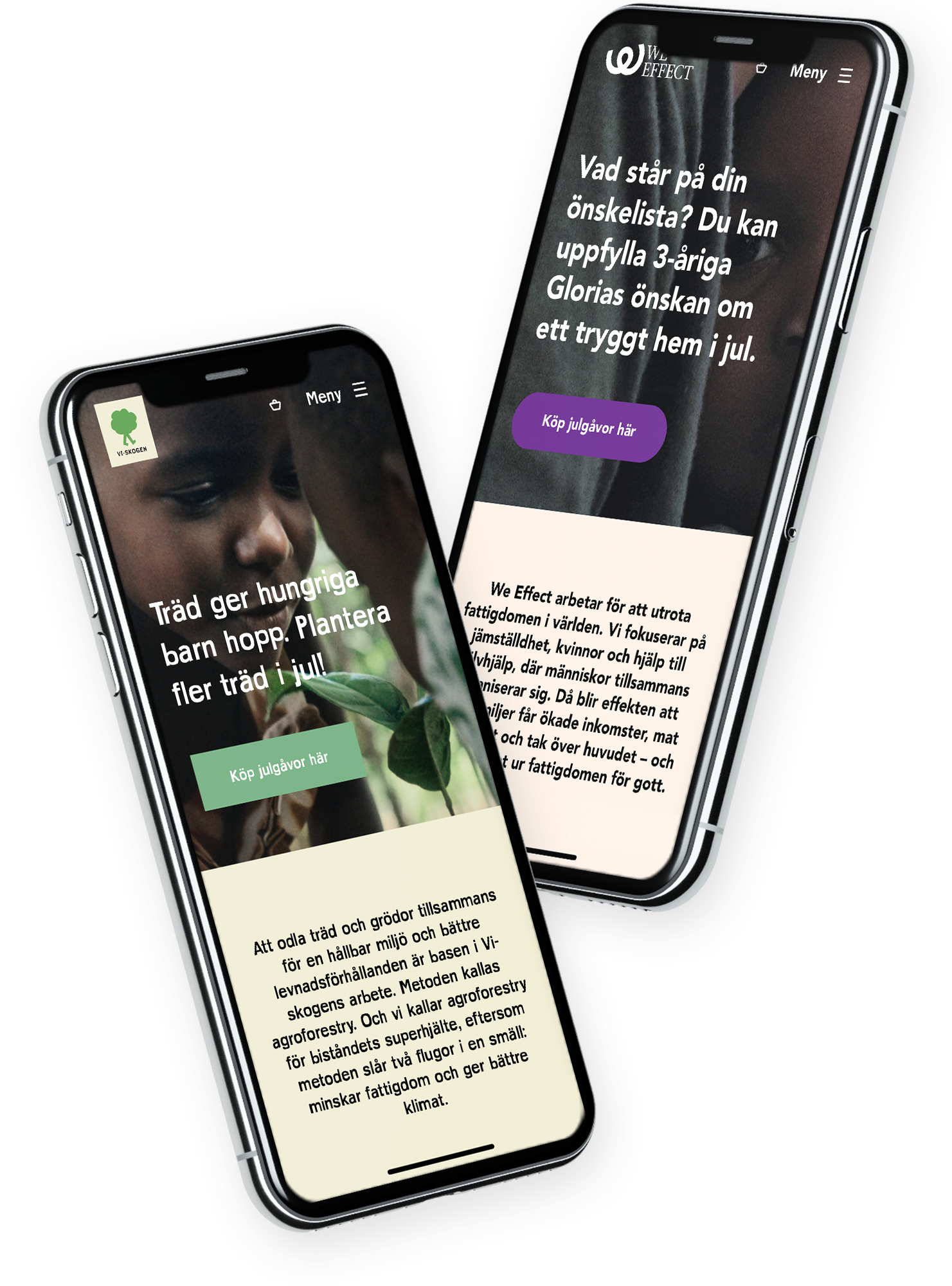 Mockup av webbplatsen