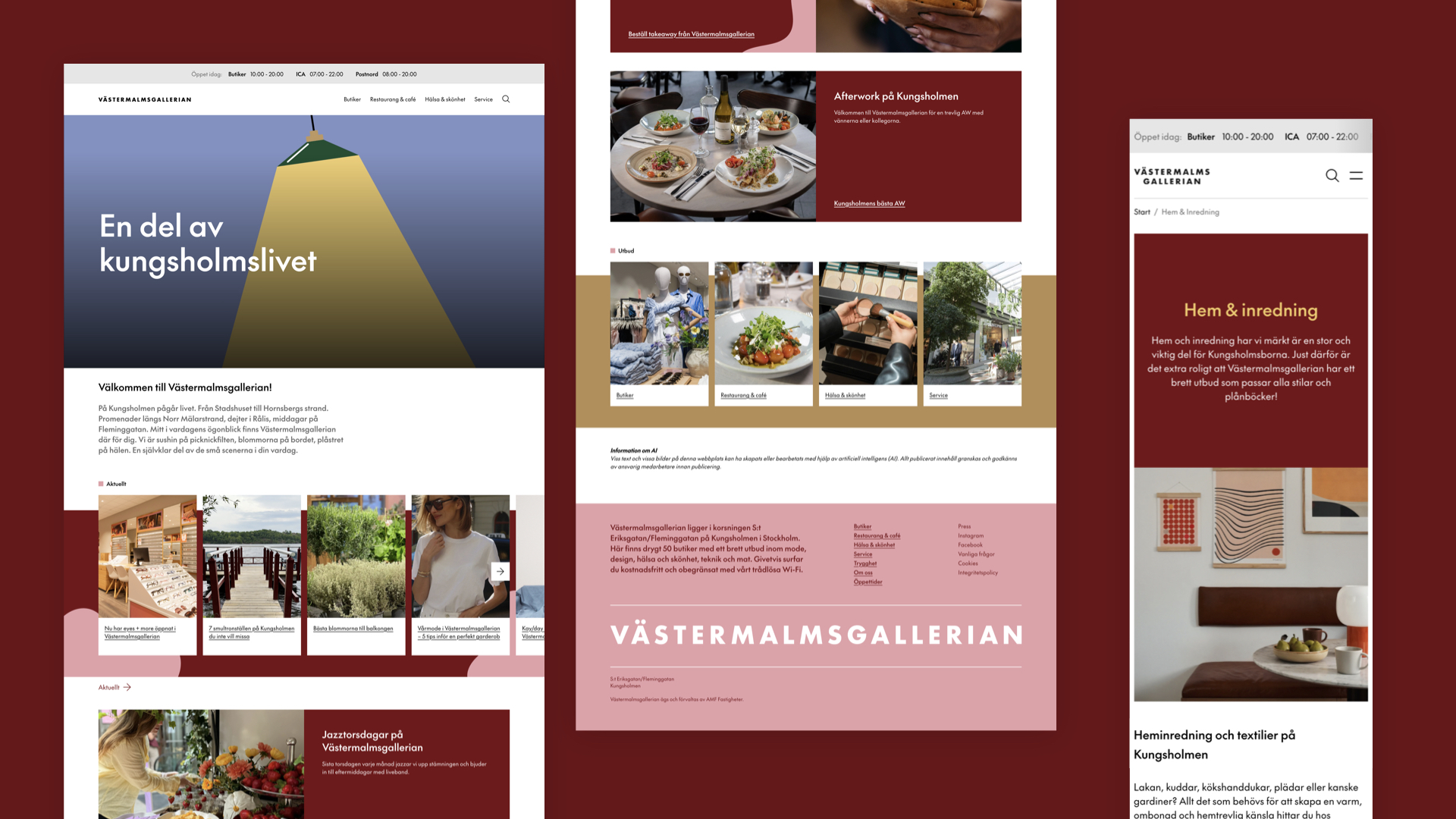 Skisser över Västermalmsgallerians webbplats