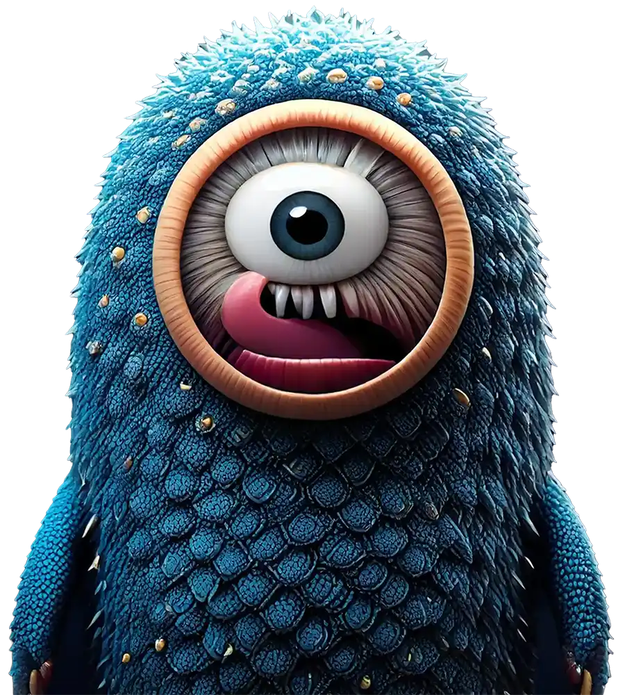 Cute monster character with the Gilroy ‘g’ as its eye