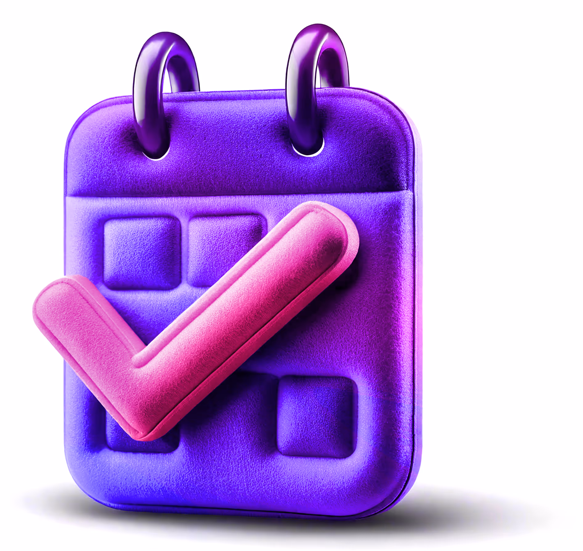 Stylised calendar graphic in pink and purple tones, with a digital interface and glowing aesthetic