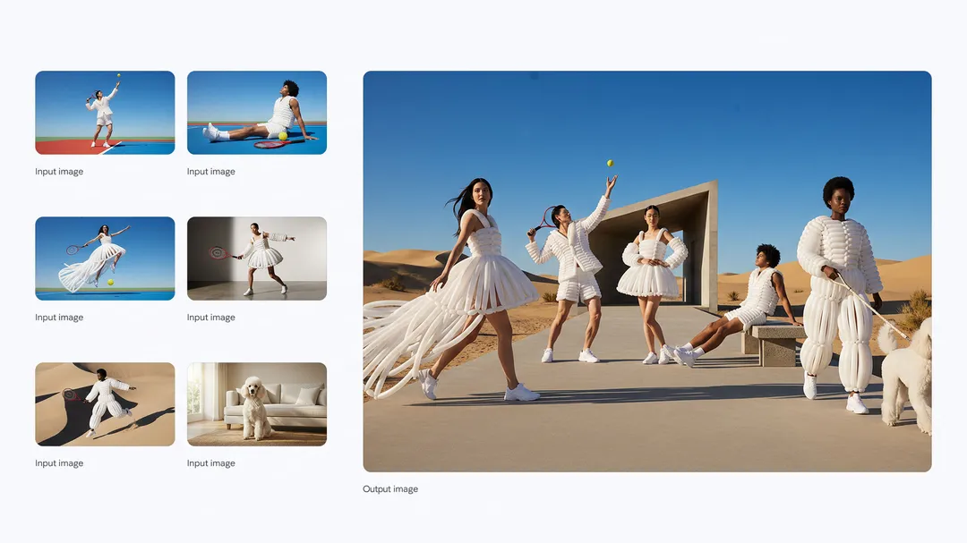 Generated image of a fashion show from multiple elements