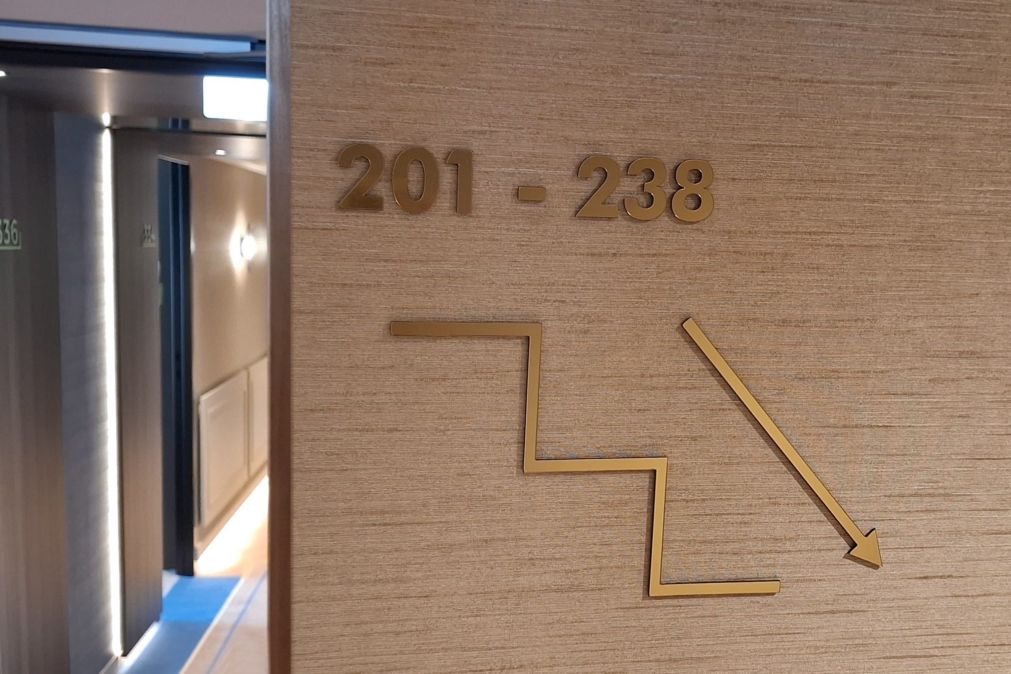 Eindresultaat wayfinding. Geproduceerd en geïnstalleerd door Dockmarks
