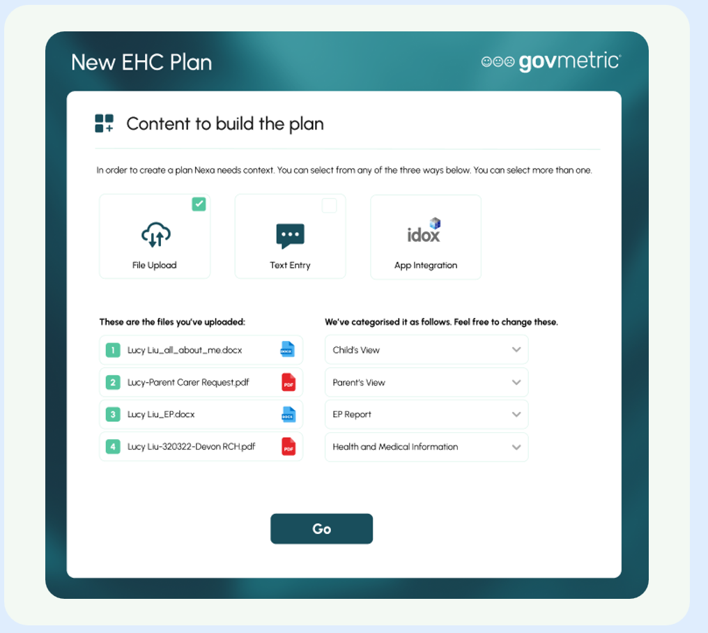 EHCP Dashboard plan builder