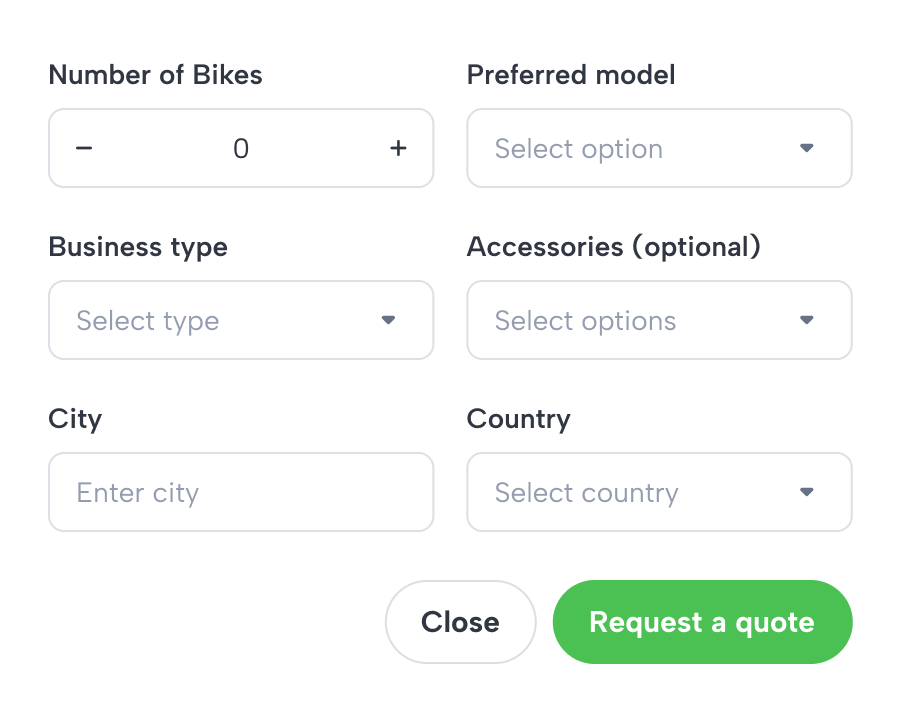 Form on the Ebike4delivery website