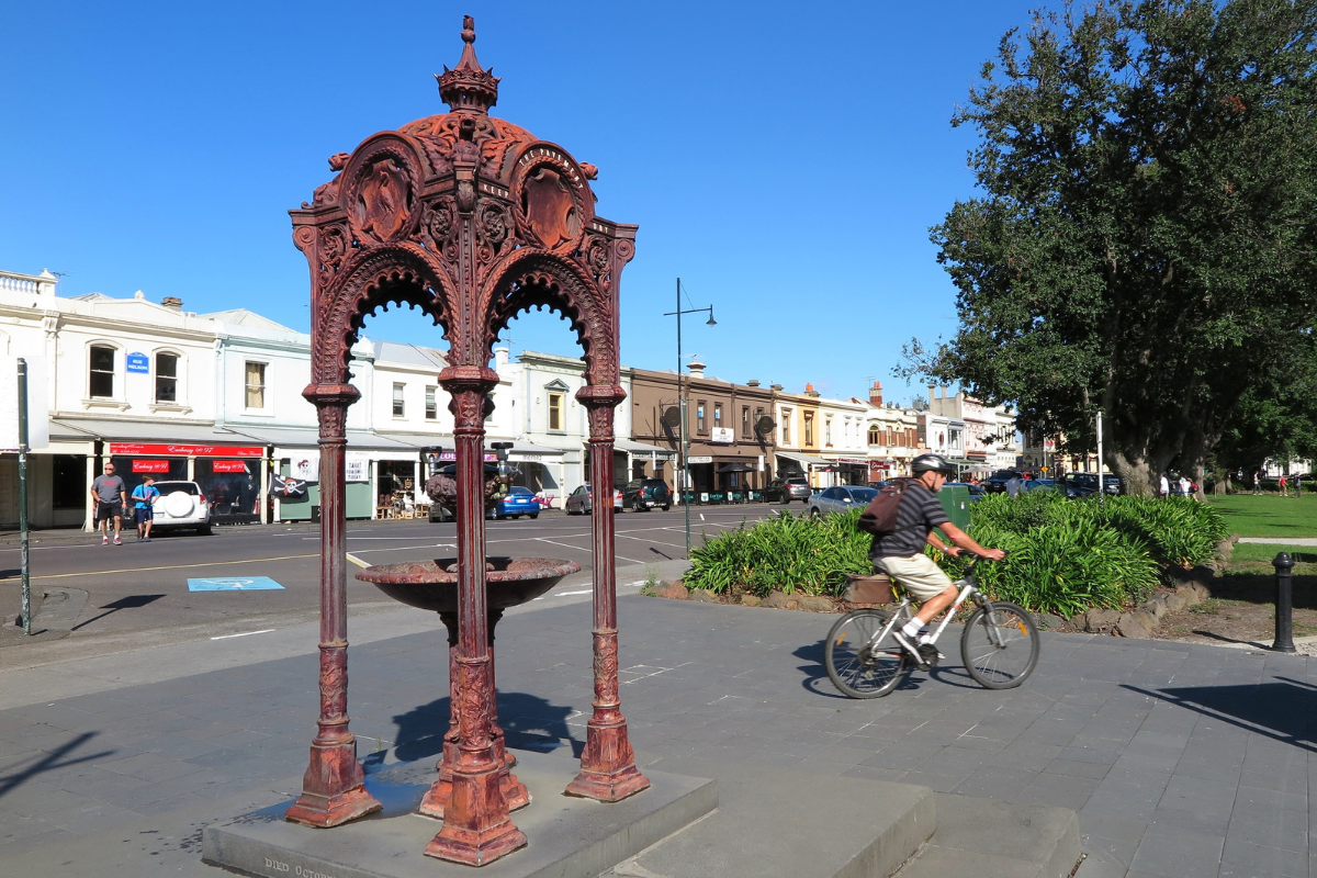 Commercial strip in Melbourne's inner west showing Victorian-era buildings that inner west builders must consider for neighbourhood character compliance