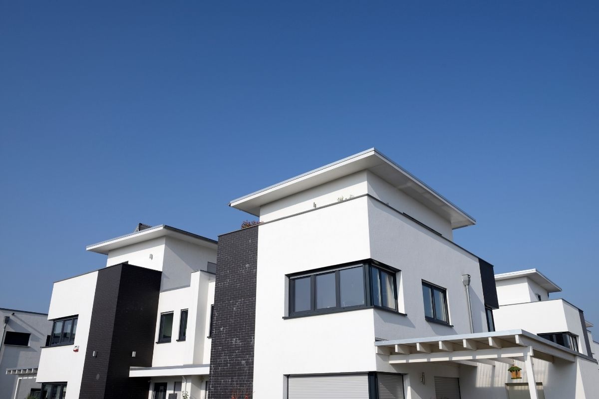 ttached duplex build in Melbourne's inner west showing mirrored dual occupancy design