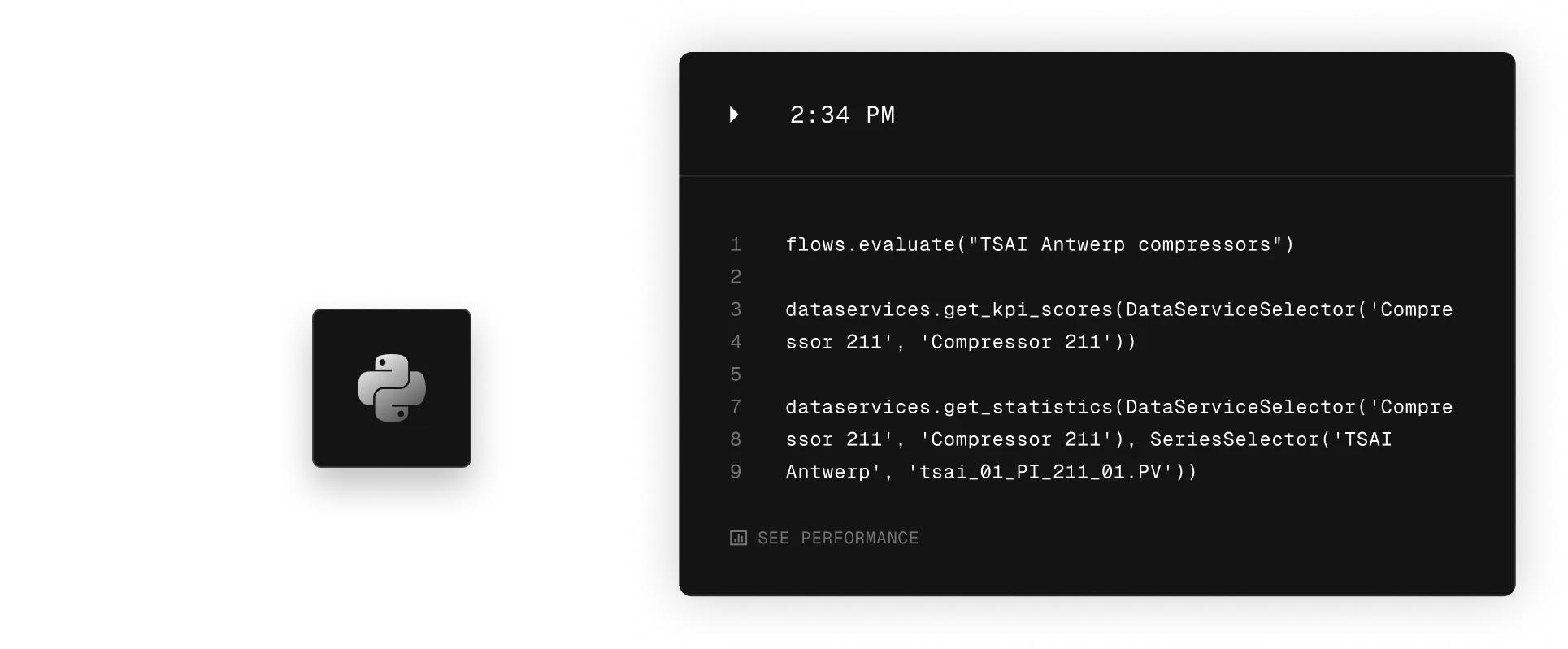Widget displaying python SDK interacting with Databricks notebook