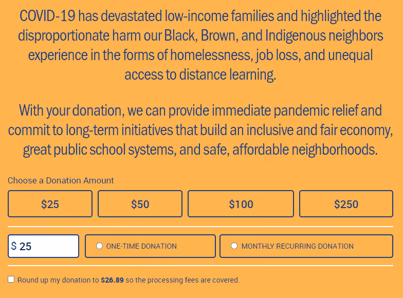 This is the donation form for United Way of Greater Los Angeles.