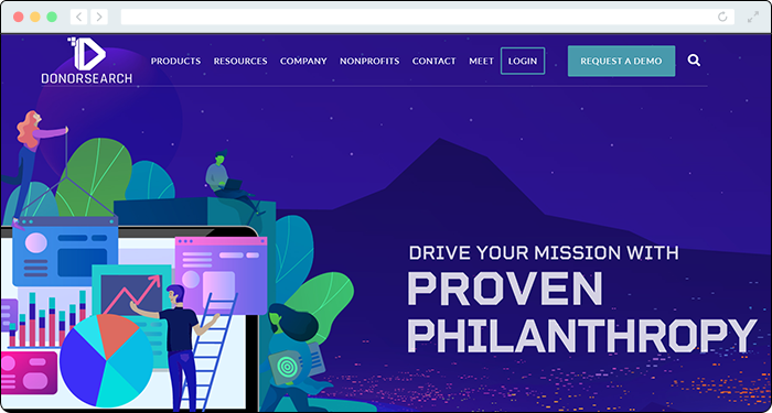 DonorSearch offers great donation tools for data-based fundraising.
