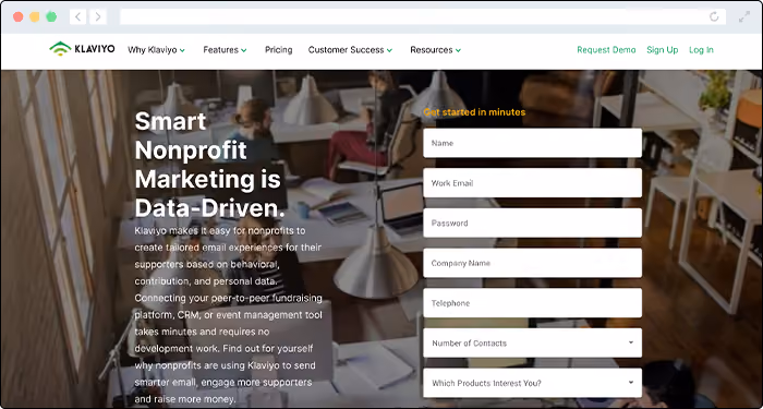 Nonprofits can start email campaigns that drive generosity through Klaviyo's communication and donation software.
