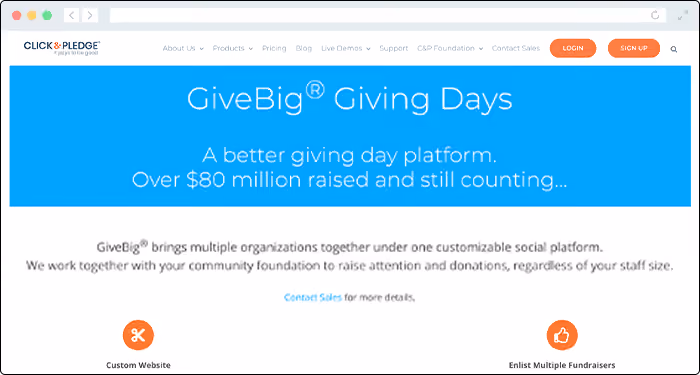 Start hosting highly-engaging giving day's with GiveBig's online donation platform.