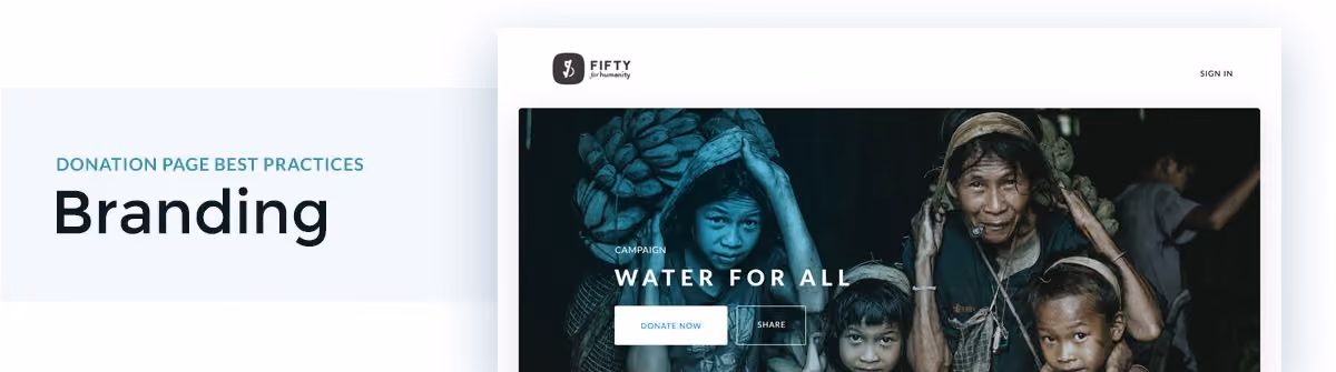 Branding your page is a donation page best practice.