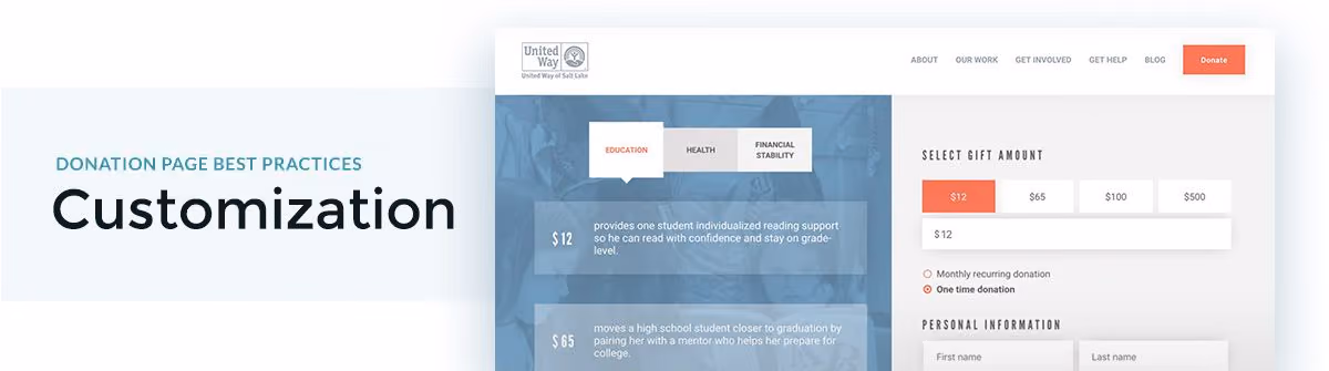 One of the best donation page best practices is customizing your form.