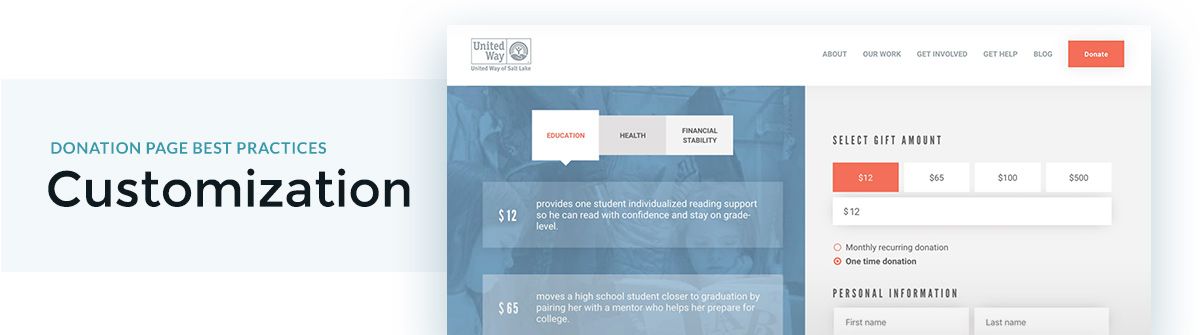 One of the best donation page best practices is customizing your form.