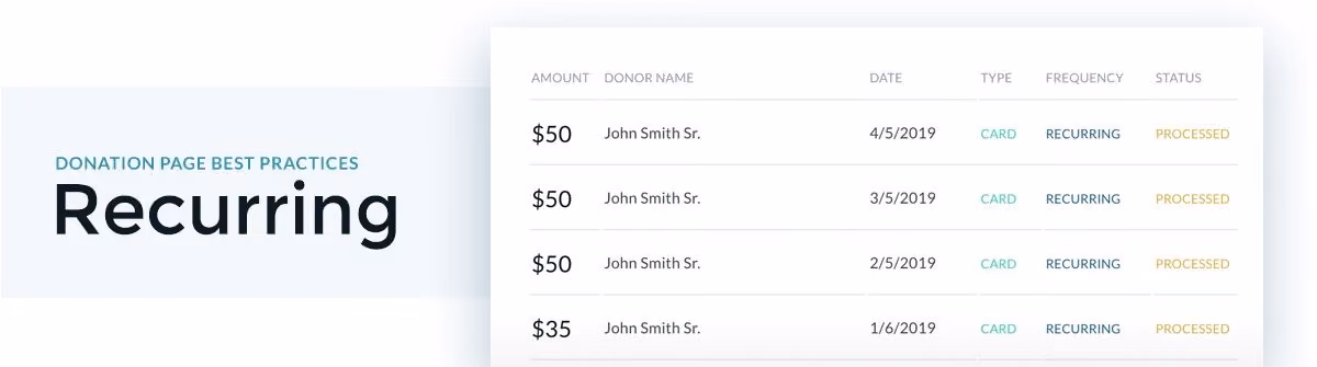 Allowing recurring donations is a great donation page best practice.