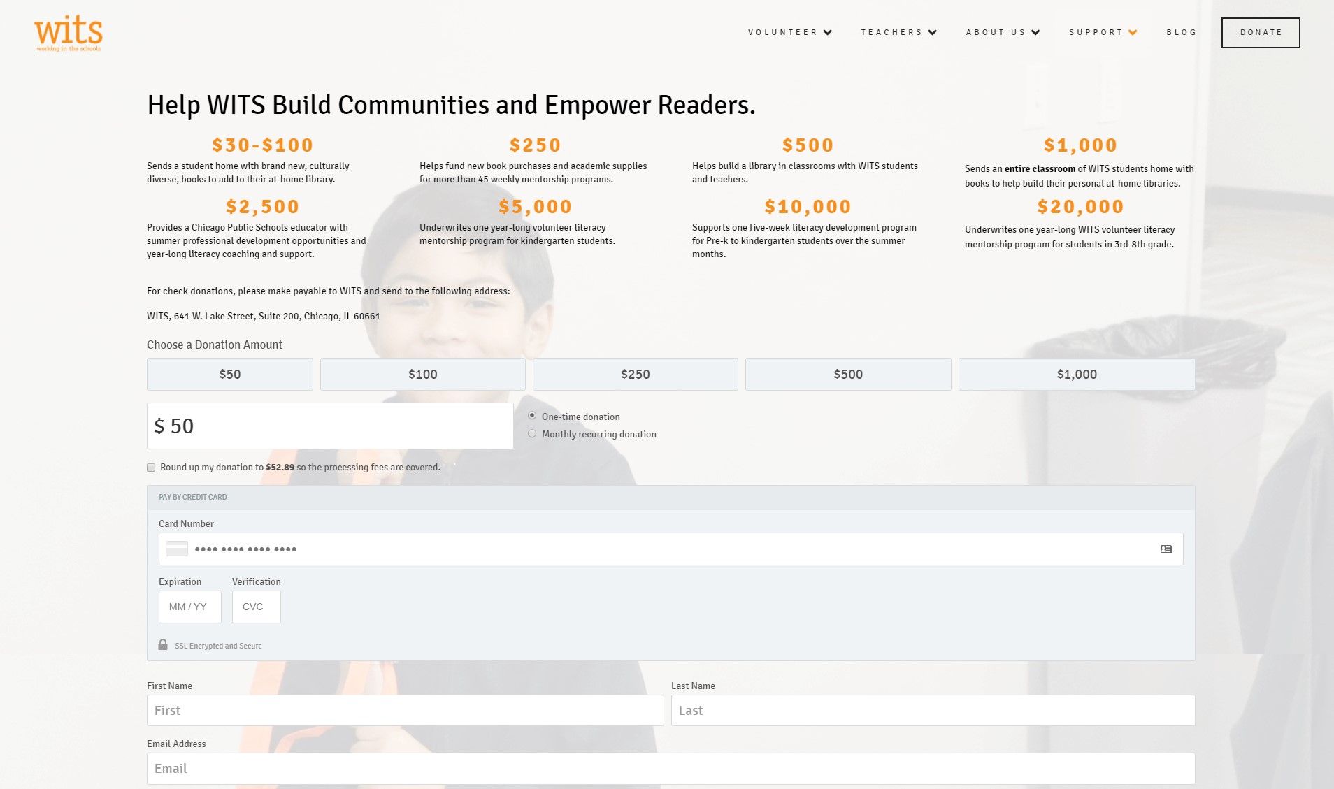 WITS can be used as a guideline for donation page best practices.