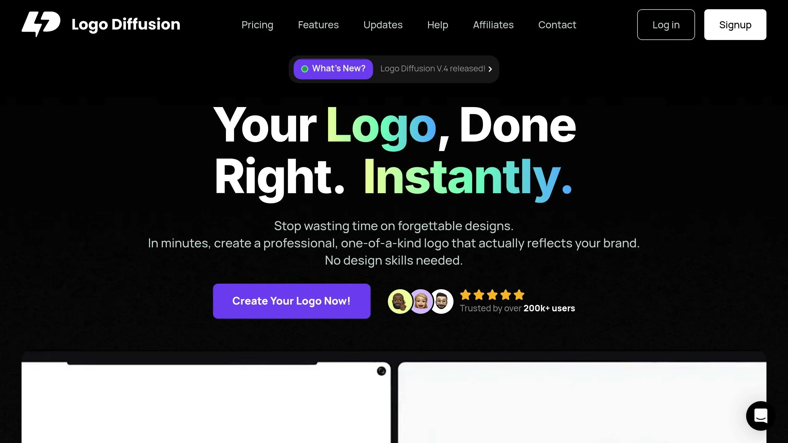 Comparison graphic highlighting Logo Diffusion versus other AI logo makers.