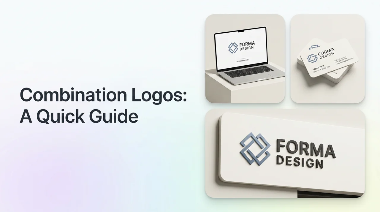Combination logo guide with Forma Design branding examples