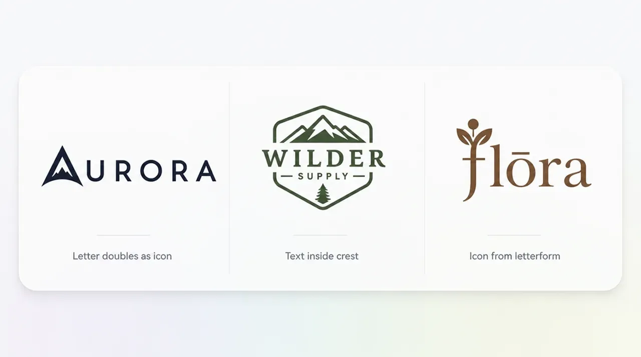 Examples of combination logos using text and icon integration