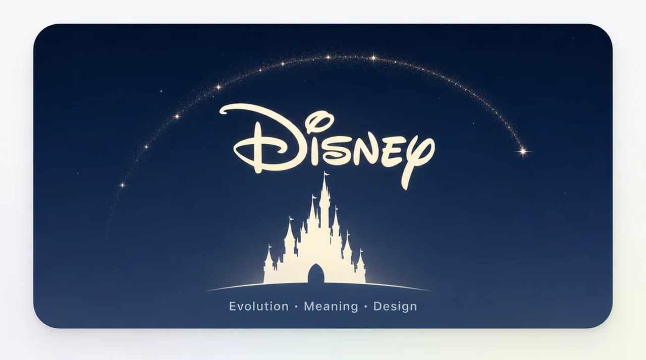 Disney castle logo with glowing star arc and classic wordmark