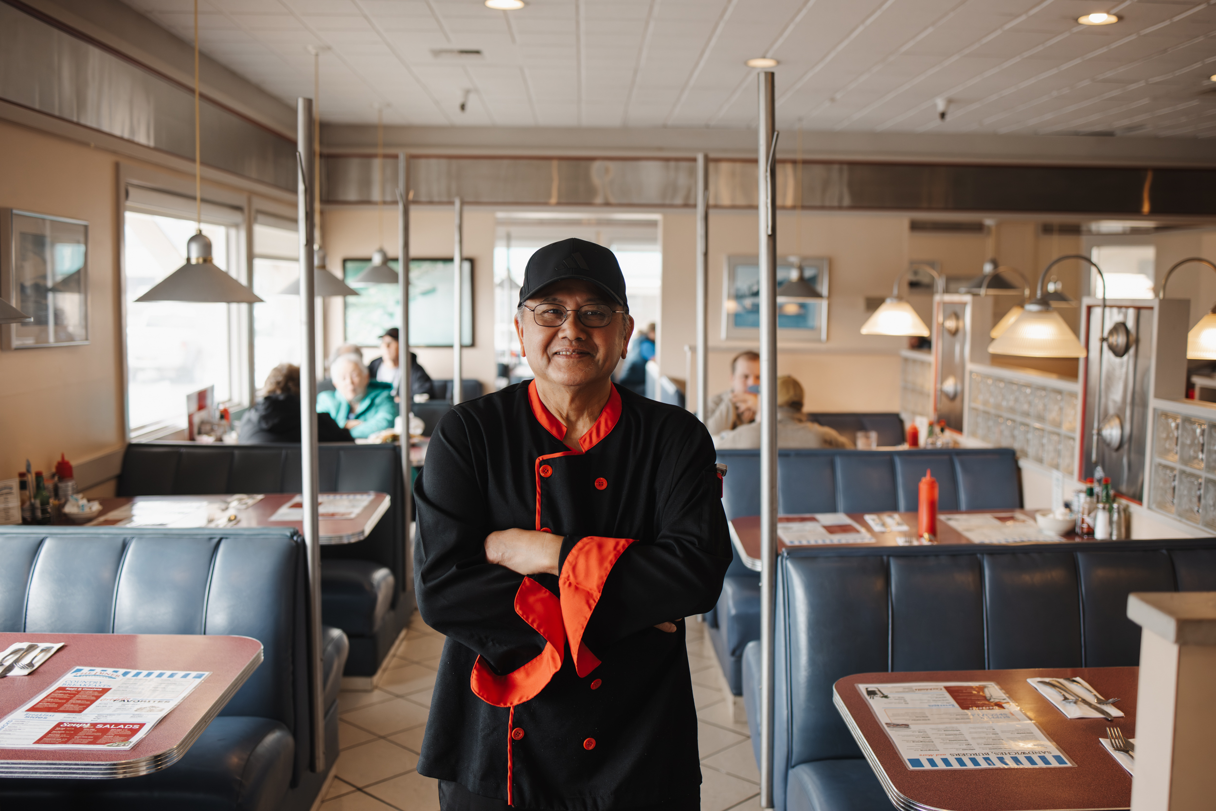 Various areas of our Diner Restaraunt, with throwback aesthetics, and great views.