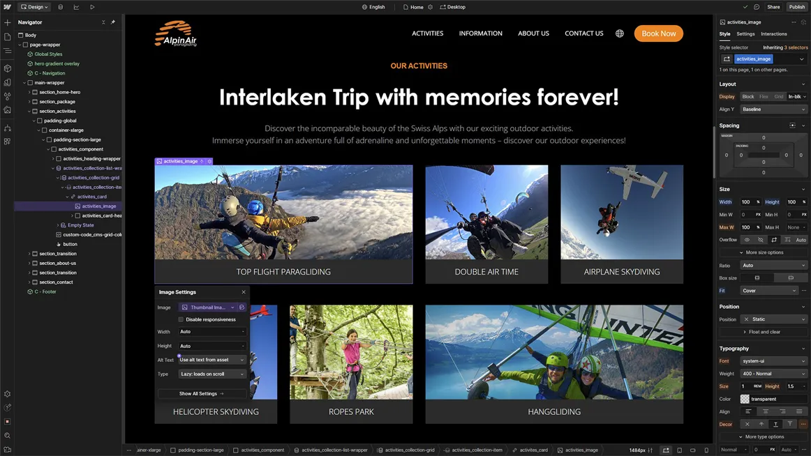 Website-Inhalte in Webflow effizient verwalten – Beispiel einer Erlebnis-Website