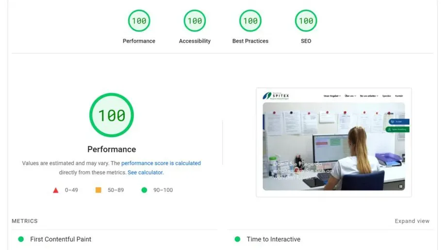 Webflow Pagespeed: 100 Punkte bei Performance, SEO, Accessibility und Best Practices