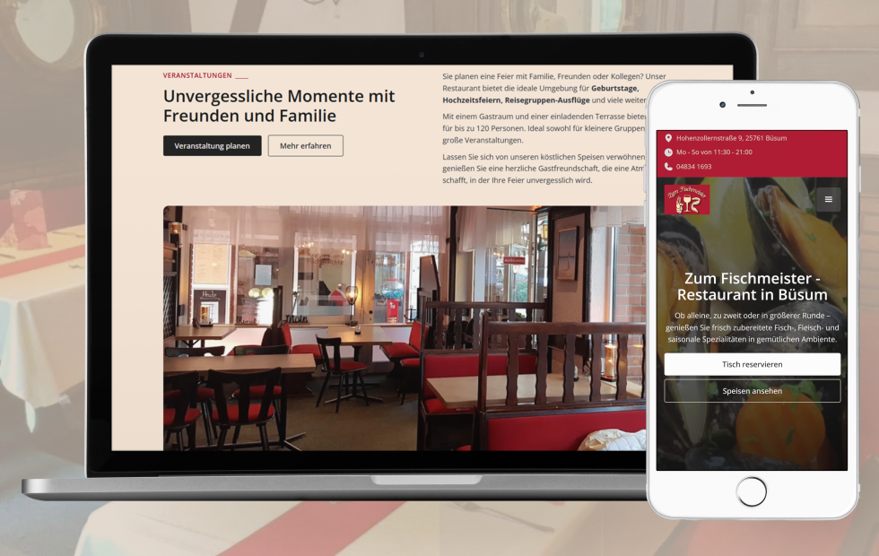 Vorschau von dem Webdesign für Restaurant Zum Fischmeister in Büsum