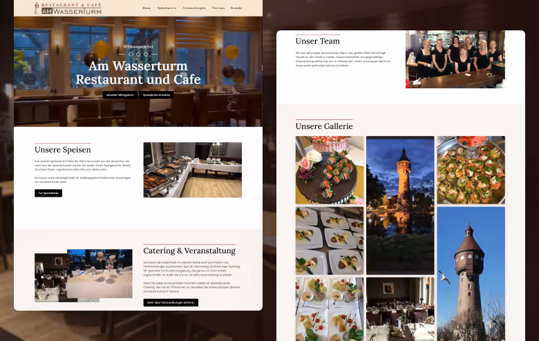 Webdesign für Restaurant Am Wasserturm in Heide