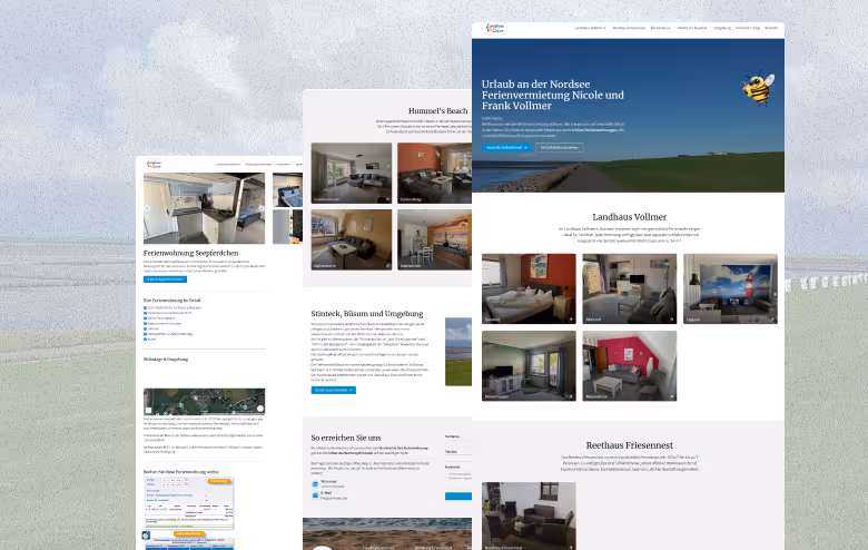 Screenshots von der Website Ferienvermietung Vollmer