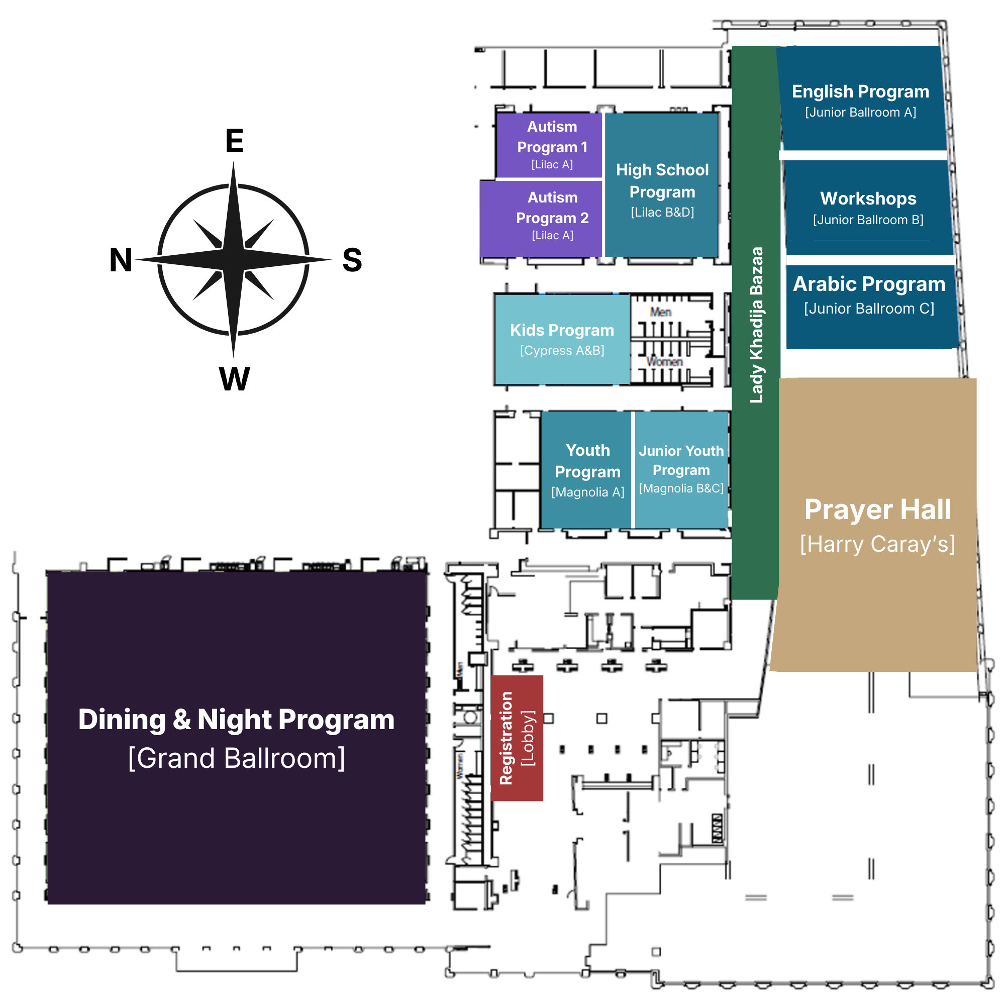 Main Hotel Lobby Map with Labels