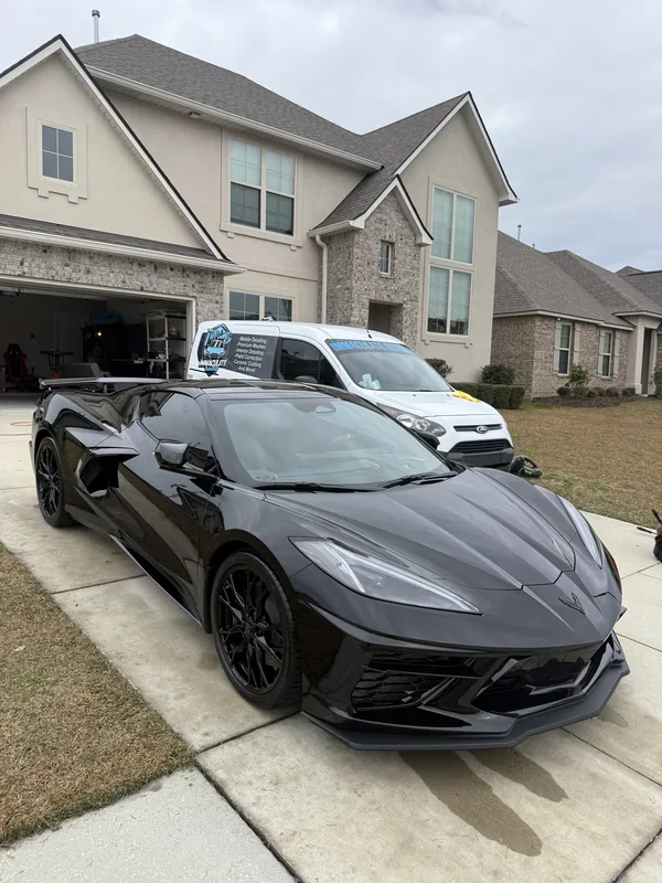 Black C8 Corvette Stingray mobile detail in Baton Rouge by Immaculate Detailing of BR.