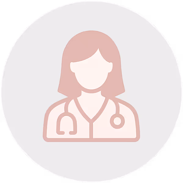 Icon of a female doctor wearing a stethoscope around her neck.