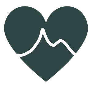 Hormone levels line graph inside a heart shape symbol.