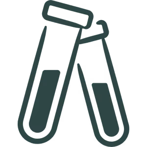 Two laboratory test tubes partially filled with liquid, crossing each other.