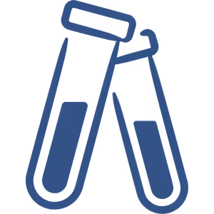 Two test tubes partially filled with liquid, crossed over each other.