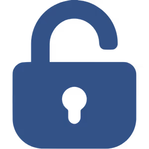 Blue open padlock icon