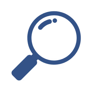 Blue magnifying glass icon